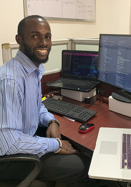David Michael sitting in his workspace